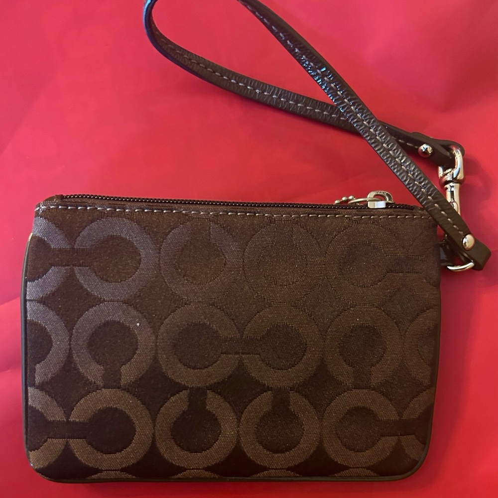 Coach Chocolate Brown Signature Wristlet - Picture 4 of 6